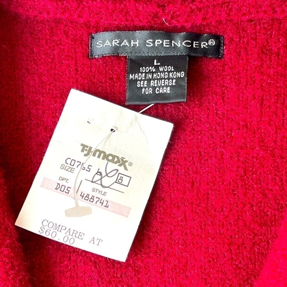 NEW! ($60) Sarah Spencer Wool Blazer Jacket Coat Red Cardigan Sweater Top, Sz L - Picture 3 of 12